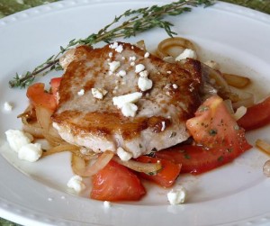 Balsamic Pork Chops with Tomatoes and Feta