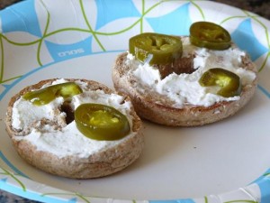 Cream Cheese bagels with jalapenos