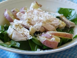 Chicken Spinach with warm mustard dressing