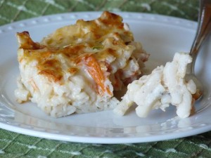 three cheese veggie and pasta bake