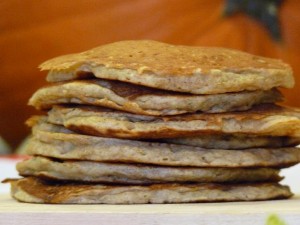Whole Wheat Banana Pancakes stacked